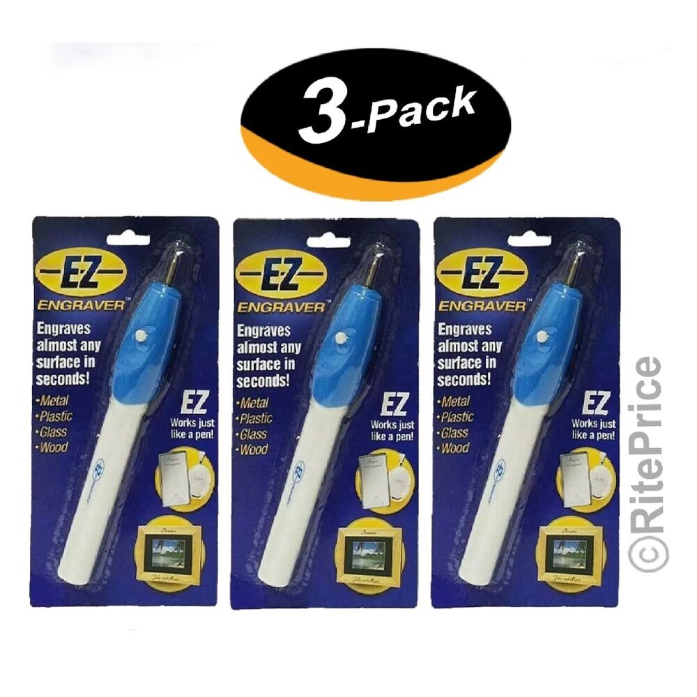EZ Electric Engraving Pen Carve Tool Metal Engraver Jewelry Glass Steel (3 Pack)